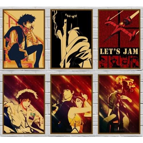 Retro Painting Cowboy Bebop Anime Poster Kraft Paper Vintage Posters Decor Room Bar Art Wall Stickers 42X30cm