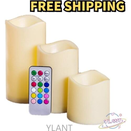 YLANT 12 Colorful Led Candle Electronic Wax Flame Led Smokeless Candle Led Tea Light Party Decorative Fake Candles With Control