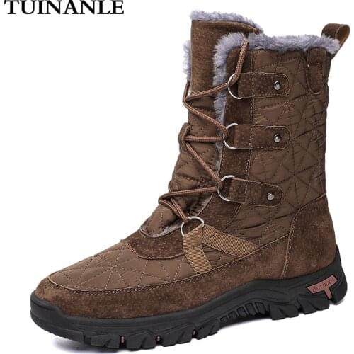 TUINANLE Keep Warm Ankle Boots Shoes Women Winter Boots Comfort Casual Lace-Up Platform Boots Shoes Fashion Botas for Women