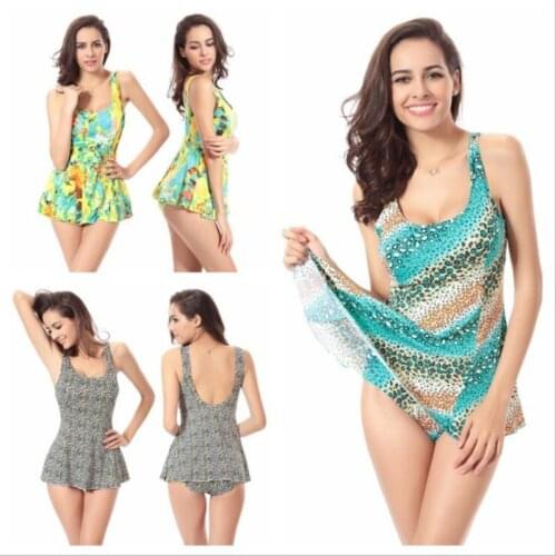 Plus Size Bodysuits One Piece Swimsuit Large Size Floral Print Backless Monokini 2018 Women Push Up Swimming Dress Beach Wear