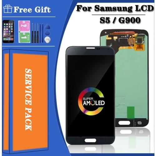 5.1'' Super AMOLED Display For Samsung Galaxy S5 G900 G900F G900H LCD Display Screen With Touch Digitizer Assembly Replacement