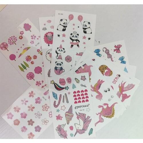 10pc Children Temporary Tatoo Sticker Waterproof Fake Tattoo Cartoons Flowers Unicorn Panda Love Tattoos Hand Foot Tatouage Boy