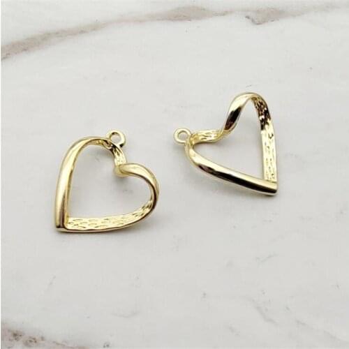 10pcs/lot New Irregular Metal Hollow Heart Charms Connectors for Diy Earrings keychain Necklace Pendant Jewelry Accessories