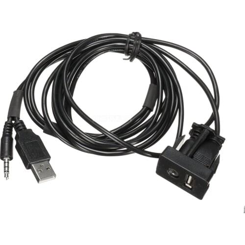 100Pcs/Lot 1M Car Boat Dash Flush Mount USB Port 3.5mm AUX USB Extension Cable Mounting Panel Headphone Male Jack Mount Adapter