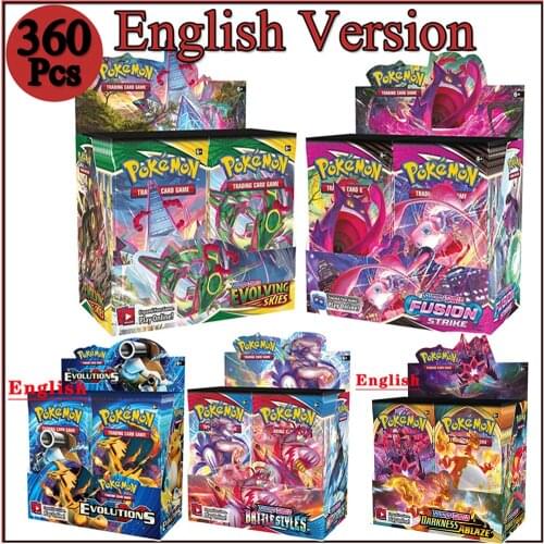 360Pcs Carte Pokemon Francaise/English Sword&Shield CHILLING REIGN Evolving Skies Pokemon Card Booster Box Collection Card Game