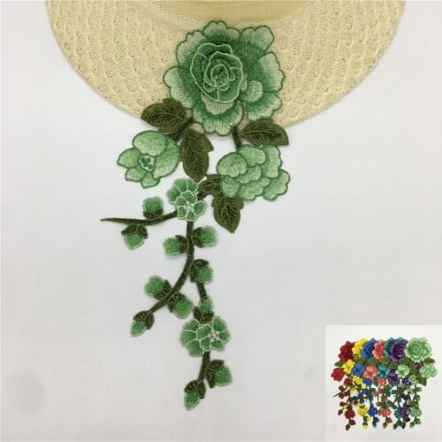3D flower Embroidery fabrics for dress Polyester Laces collar DIY application Sewing Lace and trimmings Craft material Accessory