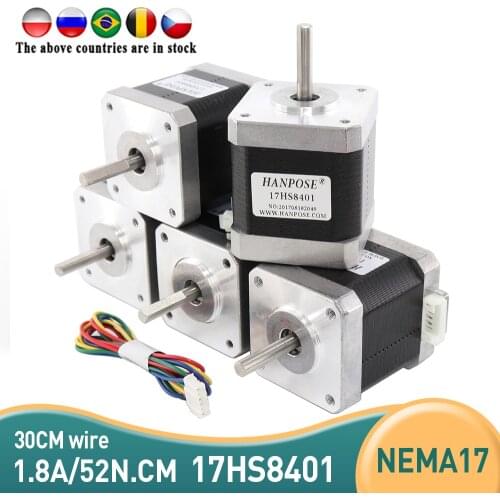 5 PCS 4-lead Nema17 Stepper Motor 42 motor 17HS8401 1.8A for CNC Laser Grind Foam Plasma Cut for 3D printer accessories