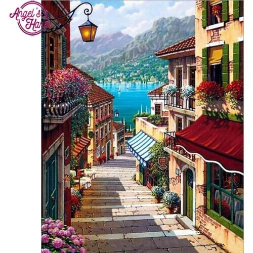 5D diy square diamond embroidery picture of rhinestones diamond painting mosaic wall paint home decor needlework sea building