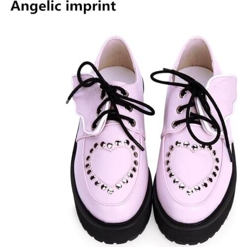 Angelic imprint woman mori girl lolita cosplay punk shoes lady high heels pumps women princess dress party shoes 33-47 wings 8cm