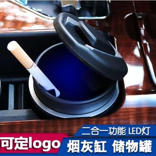 Car Ashtray LED Flame Retardant Vehicular Ashtray With Anti-skid Pad With Blue Light Safe Fashionable Practical Durable