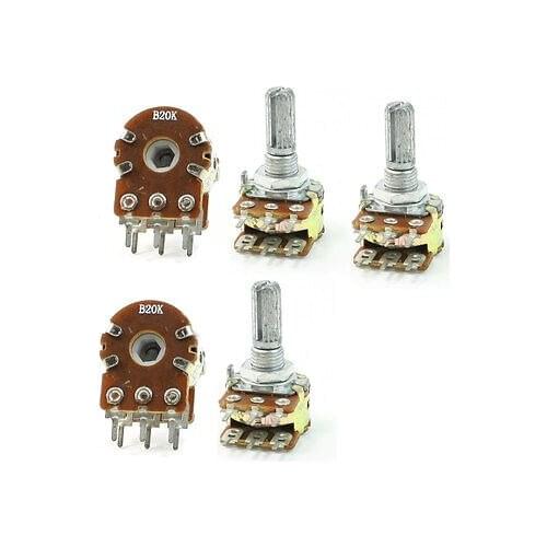 B20K 20K Ohm Adjustment Double Linear Rotary Taper Potentiometer 5Pcs