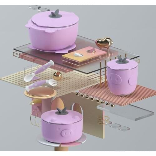 Baby Dish Training Tableware Set Children Plate Dishes Cartoon Feeding Food Dishes Kids Dinnerware Baby Sucker Bowls