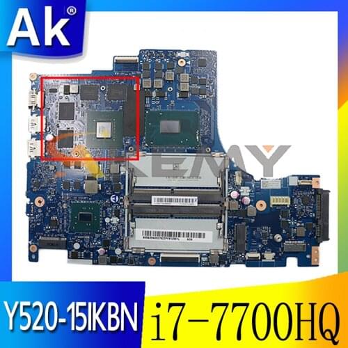 For Lenovo Legion Y520 Y520-15IKBN laptop motherboard DY512 NM-B191 motherboard W/ i7-7700HQ CPU GTX 1050 GPU Mainboard
