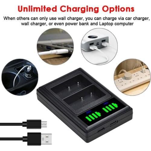 USB LCD Dual Charger For Nikon Camera EN-EL3/EL19/EN-EL20/EL23/EL25/EL12/EL14/EL15 Battery with Type-C Port