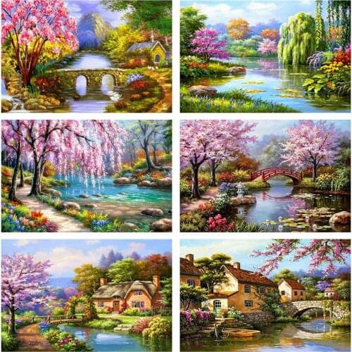Evershine Diamond Painting Landscape 5D DIY Full Square Diamond Embroidery Tree Cross Stitch Mosaic Picture Of Rhinestone Crafts