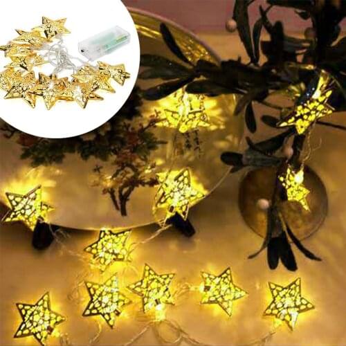 2m 20 LEDs Five-pointed Star Light String Twinkle Battery Powered Christmas Lamp Holiday Party Wedding Decorative Fairy Lights