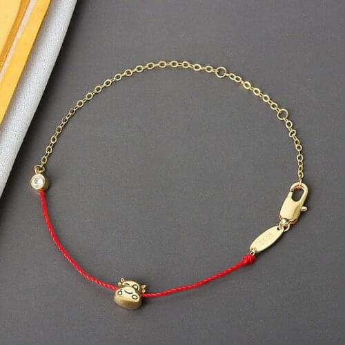 KOFSAC Exquisite 925 Silver Bracelets For Women Jewelry Fashion Cute Gold Cow Red Rope Bracelet Lady New Year Party Accessories