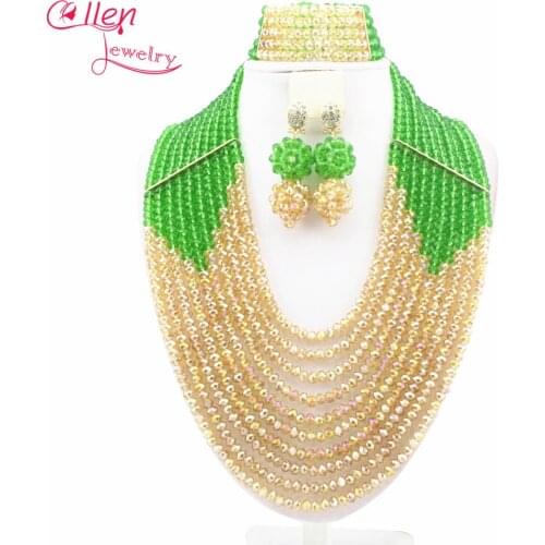 Colorful African nigerian Wedding bridal beads Jewelry Set African beads Jewelry Set African beaded necklace sets W8081