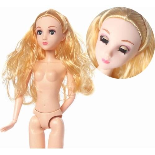 Blink 4D eyes Doll / Real Eyeslash Nude Naked doll / 12 Joint Moveable / Gold Hair Head & Body For 1/6 Fahion Doll Toys Xmas