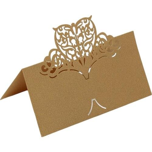 Laser Cut Wedding Favors Decor Hollow Love Heart Paper Vine Seat Card Name Place Cards Invitations Table Cards 50 Pcs