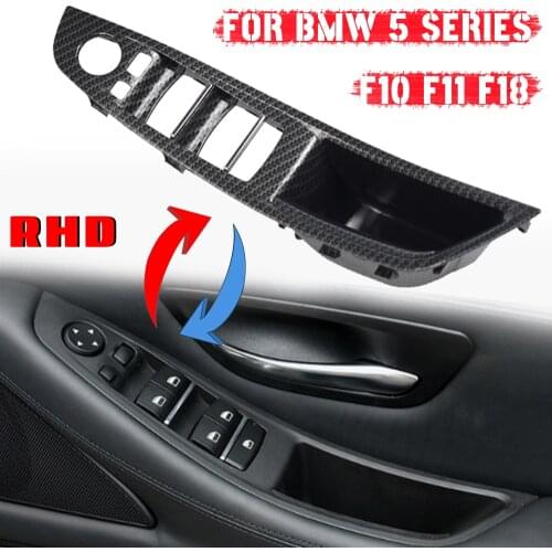 Left Right Hand Drive For BMW 5 series F10 F11 2010-2016 Carbon Fiber Car Interior Inner Door Handle Panel Pull Trim Cover