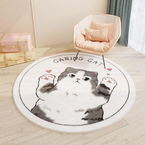 Cartoon Round Kids Bedroom Carpets Lamb Cashmere Rainbow Living Room Non-Slip Carpet Sofa Tatami Bedside Rugs Baby Crawling Mat