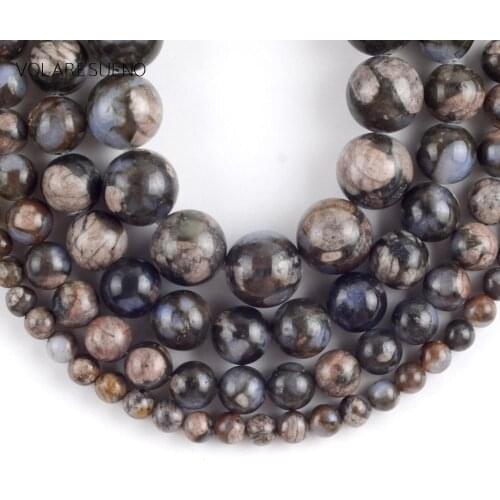 Natural Stone Black Opal Stone Round Beads Spacer Loose Beads For Jewelry Making 4mm-10mm Diy Bracelets Jewelley Wholasale 15"