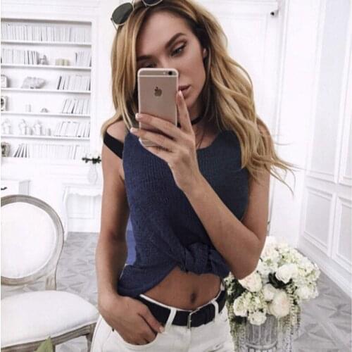 New Spring Fashion Women sleeveless sweater high elastic Solid O neck female slim sexy gray blue green Knitted Pullovers