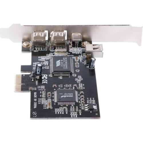 PCI-e 1X IEEE 1394A 4 Port(3+1) Firewire Card Adapter 6-4 Pin Cable For Desktop PC Dropshipping