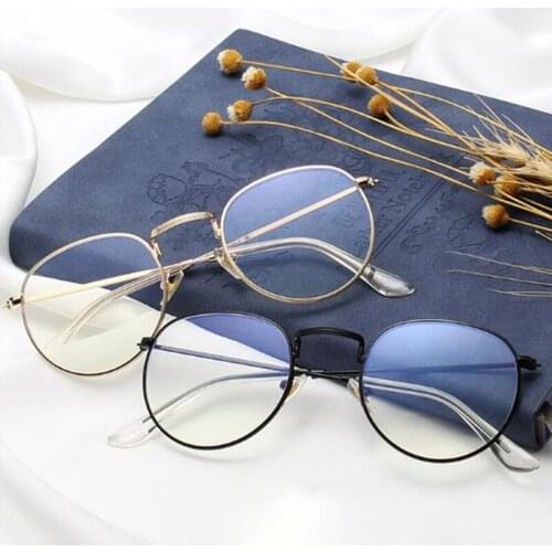 Transparent Round Blue Light Glasses Clear Lens Working Phone Computer Glasses Frame Retro Metal Small Oval Eyeglass Frame