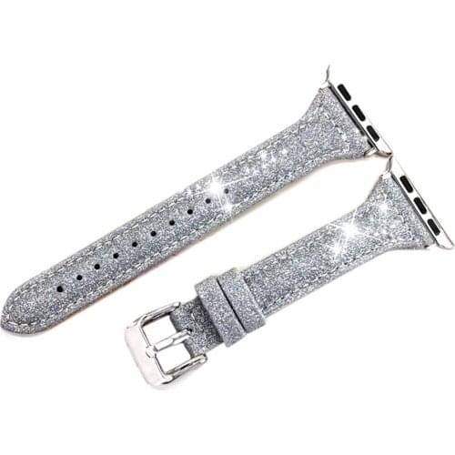 Genuine Leather Watch Accessories for Apple Watch Strap 38mm 42mm Glitter Replacement Wristband for iWatch 3 2 1