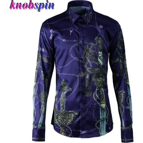 Europe Style Printed Shirt men Brand clothings male turn-down collar long sleeve Slim Casual Business male Dress Shirts Camisas