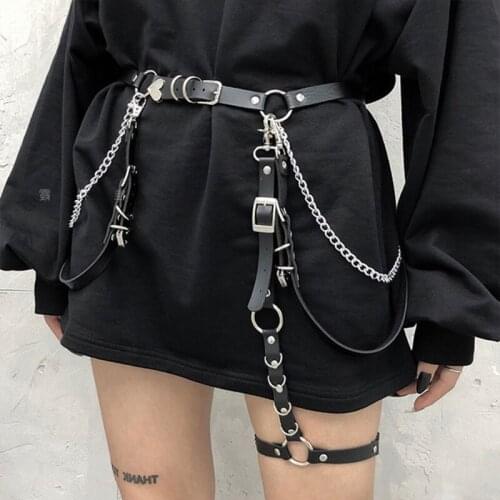 M7DD Hiphop Rock Nightclub Sexy Jeans Dress Punk Belt With Metal Waist Chain