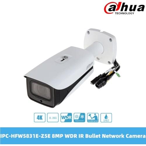 Dahua IPC-HFW5831E-Z5E 8MP WDR IR Bullet Network Camera IP67 IK10 PoE H.265 & H.264 Dual-Stream Encoding 1080P