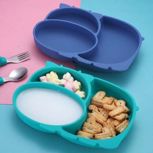 Silicone Baby Dishes for Childrens Tableware Plate Non-slip Baby Feeding Bowl Cow Colorful Dishes For Baby Bowl Baby Plate