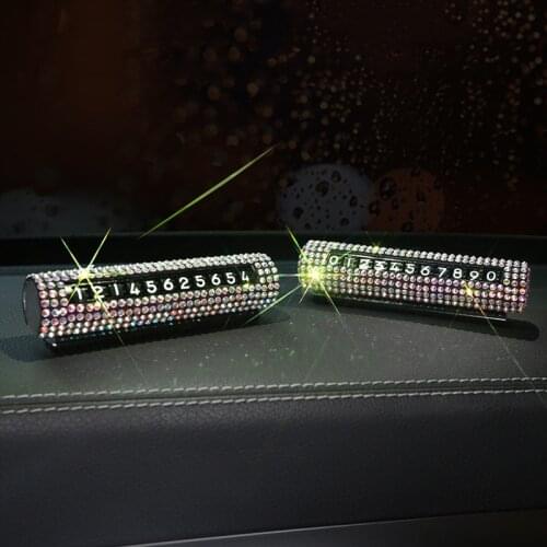 Rhinestone Crystal Temporary Parking Card Car Styling Diamond With Suckers Phone Number Card Rhinestone Plate Car