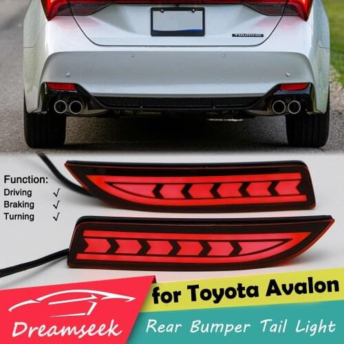 LED Reflector Rear Bumper Tail Light for Toyota Avalon 2019 2020 Driving Braking Lamp w/ Dynamic Turn Arrow Sign Style Red Lens
