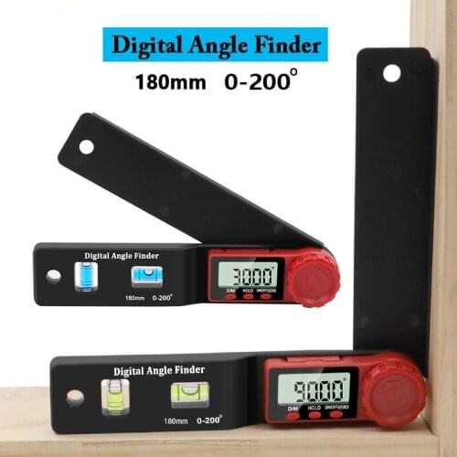 New type 2 in 1 0-180mm 200Deg Digital Meter Angle Inclinometer Angle Electron Goniometer Protractor Angle finder Measuring Tool