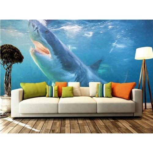 Home Decoration 3d wall murals wallpaper Hand-painted shark underwater world photo wall murals wallpaper
