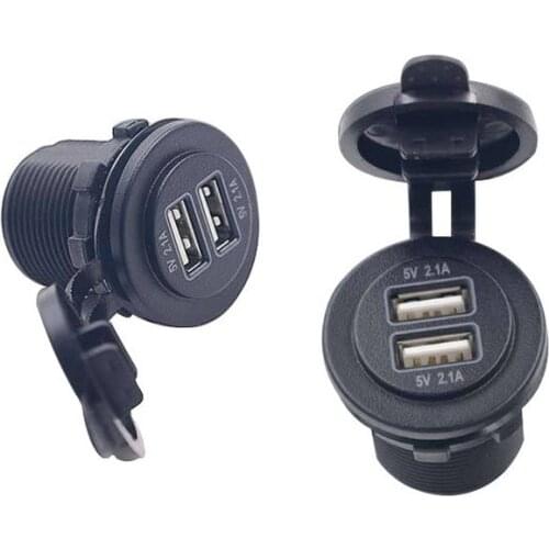 12V-24V Universally Waterproof Car Cigarette Lighter Socket Dual USB Charger Power Adapter Accessories Car charger 5V 2.1A