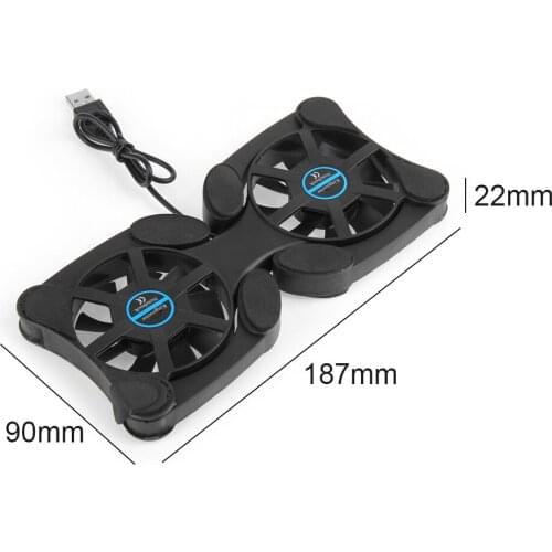 Notebook Computer Foldable Cooler Silent Laptop Dual Cooling Fan Black with USB notebook cooling pad