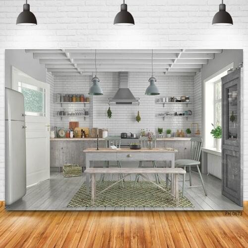 White Brick Wall Wooden Floor Table Window Decor Backdrop For Birthday Party Baby Photo Studio Photography Vinyl Background Prop