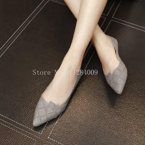 Women Flats Pointed Head Size 31 32 33 Big Size 43 44 45 Solid Color Rhombus Solid Color Diamond Lattice Lady Flat Heel Shoes