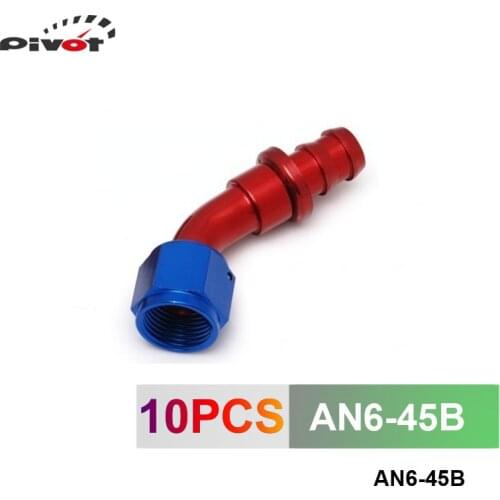 10pcs /set -AN6 Pipe joints Aluminum 45 Degree Swivel Oil/Fuel Fitting Adaptor Oil cooler hose fitting AN6-45B