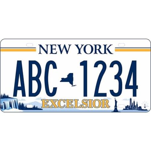 13cm x 6.4cm for New York License ABC 1234 Anime Car Stickers Trunk Surfboard RV VAN Decal Motorcycle Car Accessories
