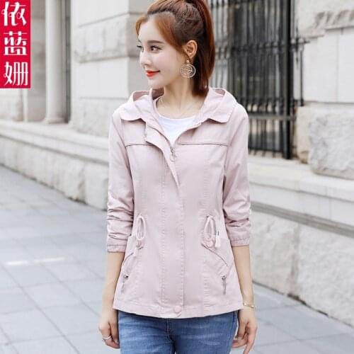 2021Short coat women 2018 autumn new Korean waist slimming hooded Joker casual little coat windbreaker tide