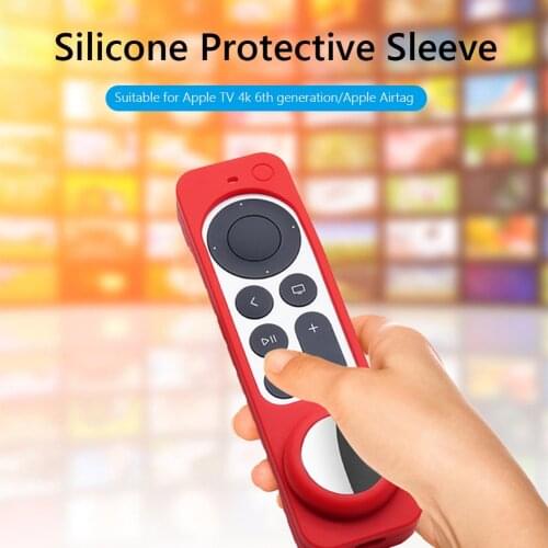 2021 Anti-Lost Protective Case for Apple TV 4K/AirTag Remote Controller Shockproof Silicone Cover Skin Anti-Slip Dust Cover