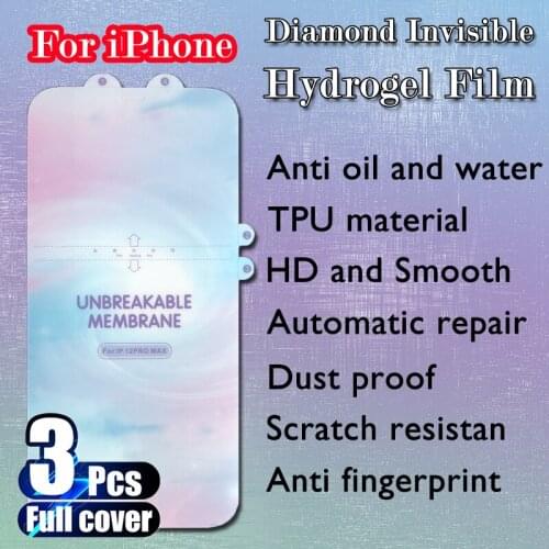 3Pcs HD Diamond Invisible Hydrogel Film on the Screen Protector for iPhone 12 12Pro 12ProMax 12mini X XS XR XSMax 11 11Pro