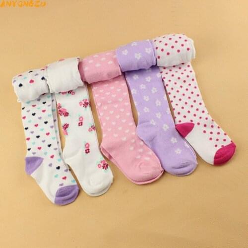 5PCS Anyongzu Baby Girls Casual Baby Pantyhose Children Cotton Pure Small Loving And Floral Pantyhose 6M 12M 24M