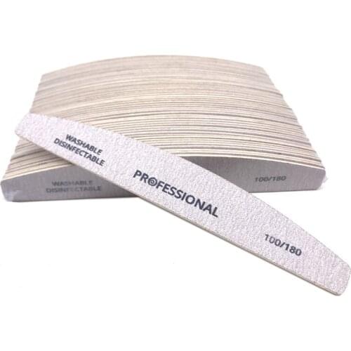50pcs/set Grey Nail File Buffer Emery Board Wooden 100/180 Sanding Blocks Grinding Files Lime A Ongle Block UV Gel Manicure Care